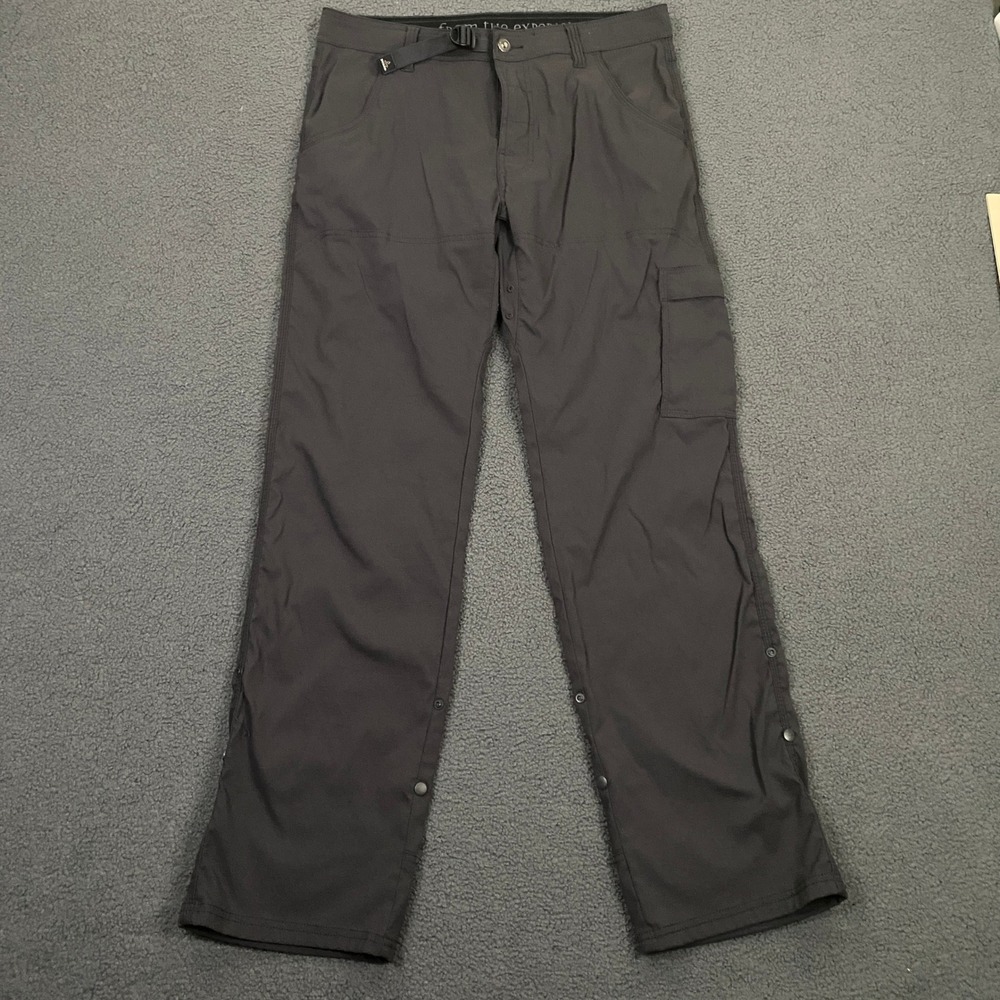 Prana Stretch Zion Slim Pant Mens 32x32 Gray Convertible Roll Up Hiking M4ST3211